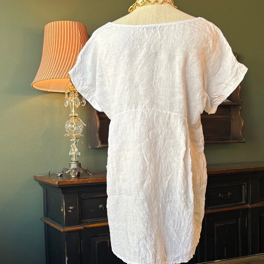 Gorgeous White Italian Linen Embroidered Top - Picture 7 of 14